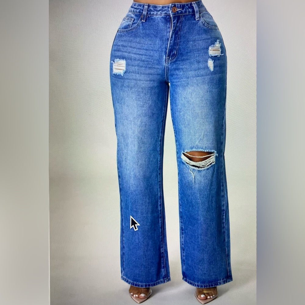 BRAND NEW - Distressed Wide Leg Denim